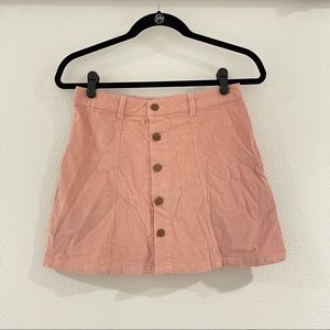 Pink button up corduroy skirt
